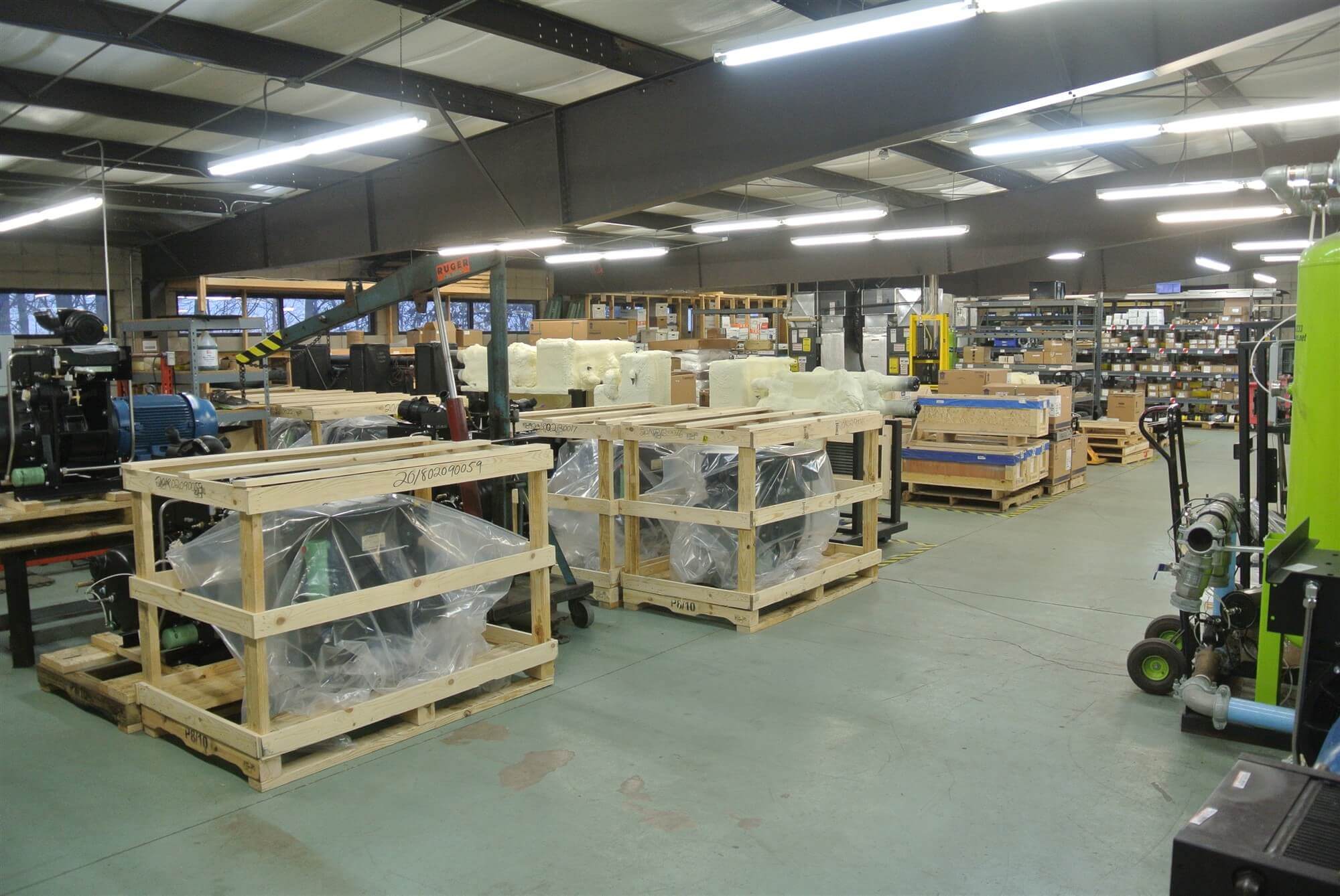 Factory with air systems, pumps, and more