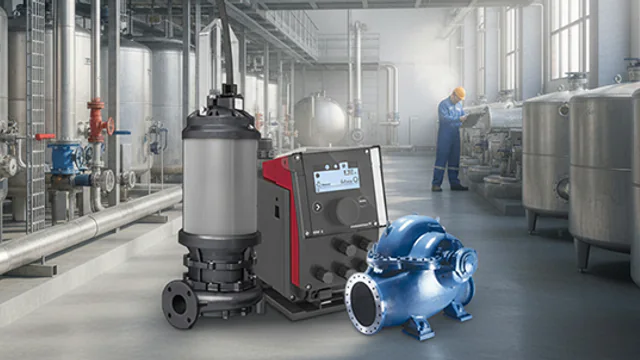 Industrial pump equipment and service work in a plant
